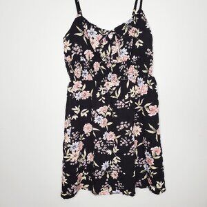 Sonoma SO Goods For Life Junior Babydoll Black Floral Spaghetti Strap Dress S